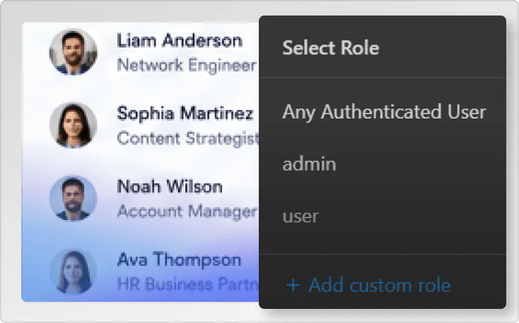 Custom intranet platform uesrs list image